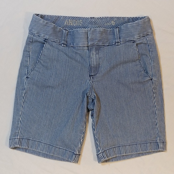 Indigo Railroad Stripe Andie Shorts - Picture 2 of 4